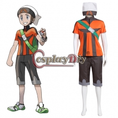 Cosplaydiy pokemon Yuki Brendan Cosplay Costume Suit All Size custom made full set