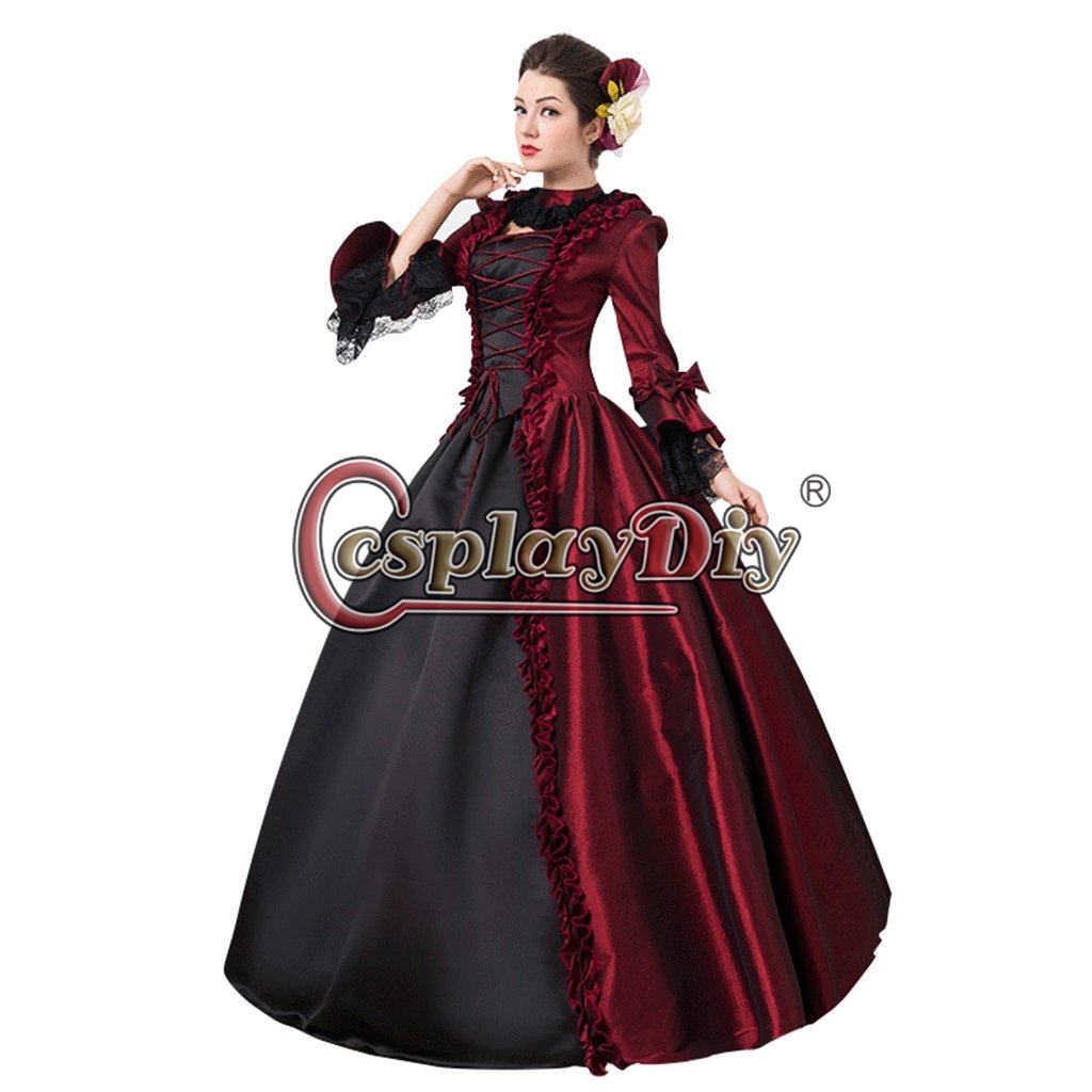 CosplayDiy Custom Made Wine Red Rococo Ball Gown Dress Marie Antoinette ...