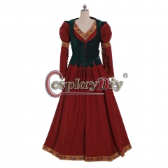 Cosplaydiy Custom Made Vintage Women Velvet Corset Medieval Princess Belle Dress Tudor Queen Forest Outfit Dress