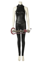 Cosplaydiy Movie Alita: Battle Angel Alita Cosplay Costume Black Faux Leather Sexy Suit