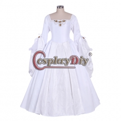 Cosplaydiy Game Of Thrones Queen Cosplay Costume Anne of the Thousand Days Tudor Period dress Anne Boleyn white Dress