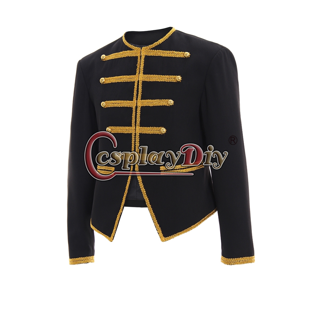 Cosplaydiy Military Parade Jacket black and gold soldier jacket Officer ...