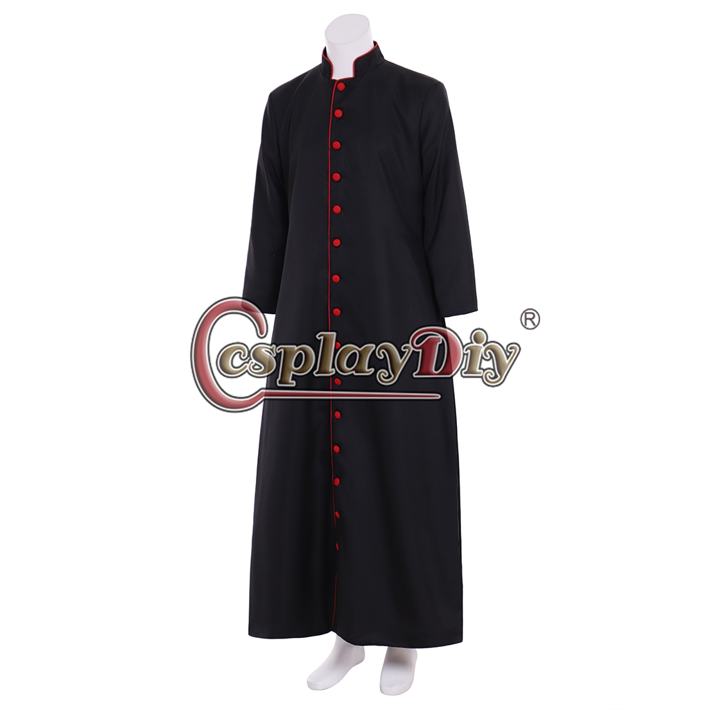 Cosplaydiy Roman black Cassock Cosplay Costume Adult Medieval Clergy ...