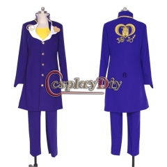 Cosplaydiy Anime JOJO JoJo's Bizarre Adventure Higashikata Josuke Cosplay Costume halloween costume custom made blue coat