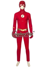 (Without Shoes) The Flash Season 5 Cosplay Barry Allen Costume The Flash Halloween Suit Adult Jumpsuit Custom