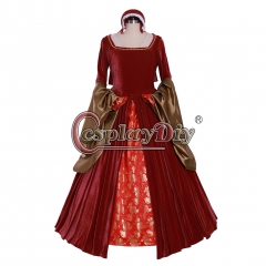 Cosplaydiy Victorian Queen Elizabeth Tudor Period Tudor dress cosplay costume Anne Boleyn style red dress Custom Made