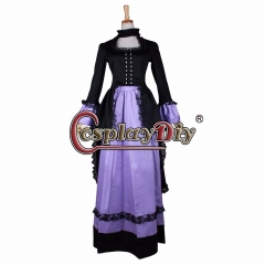 Cosplaydiy Women's Black&Purple Southern Belle Gothic Renaissance Dress For Wedding Party Dress