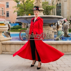 Mary Poppins Cosplay Costume Red Jacket Dress Adult Halloween Costume Jacket only