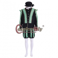 Cosplaydiy Mens Tudor Elizabethan Cosplay Costume Medieval Renaissance Prince Tudor Suit 