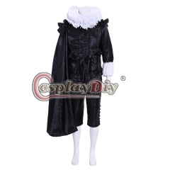 Cosplaydiy Tudor Elizabethan Mens Black Outfit Tulip Fever Cornelis Sandvoort Cospaly Costume