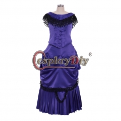 Cosplaydiy Victorian purple bustle dress Ball Gown Reenactment theatre Costumes dress custom made