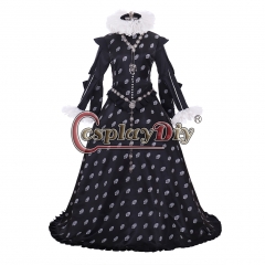 Cosplaydiy Victorian Queen Elizabeth Tudor Period Ball Gown Dress Medieval Black Renaissance Dress Custom Made