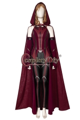 Cosplaydiy Wanda Vision Scarlet Witch Wanda Cosplay Costume Wanda Superheroine Maximoff Battle Outfit Red Women Suit
