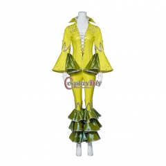 Cosplaydiy High-grade Yellow Jumpsuit Retro 60s 70s Disco Hippie Singer Nightclub Performance Costume Dress