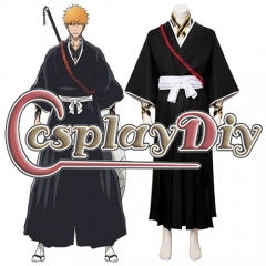 Anime Bleach Kurosaki Ichigo Cosplay Costume Japanese Traditional Kimono For Men Halloween Carnival Performance Suits