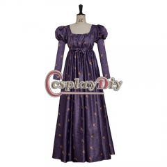 Regency Dress Vintage Floral Embroidery High Waistline Long Dresses Renaissance Party Costume Ball Gown