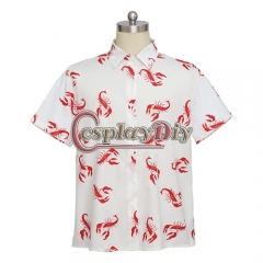 Movie Role Seinfeld Cosplay Lobster Printed Shirt  Adult Men Casual Hawaiian Beach Tops Party Shirts