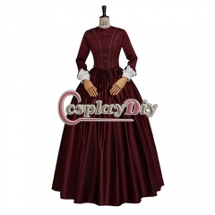 The Piano Ada Movie Role Cosplay Costume Medieval Vintage Red Long Dress Victorian Ladies Ball Gown