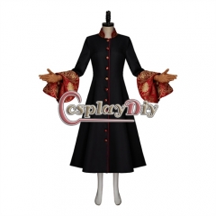 Medieval Vintage Stand Collar Pastor Robe Women Uniform Dress Coat Halloween Carnival Party Cosplay Costume