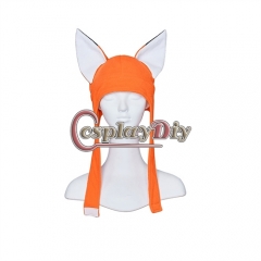 Anime Cosplay Headwear Adults Kawaii Animal Fox Hat with Ears Halloween Carnival Party Role Play Orange Cap