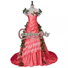 Women's Victorian Leaves Decor Pink Dress Vintage Renaissance Lolita Ball Gown Theme Party Costume