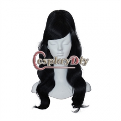 Women's Black Heat-resistant Long Wave Curly Hair Wig for Halloween Carnival Party Cosplay Accessories