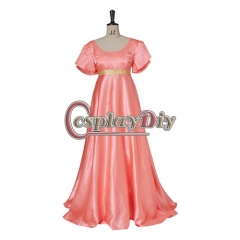 Women's Regency Satin Dress Medieval Victorian Vintage Ball Gowns Tea Party High Waistline Costume