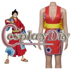 Wano Country Monkey D Luffy Cosplay Costume Female Kimono Dress With Belt