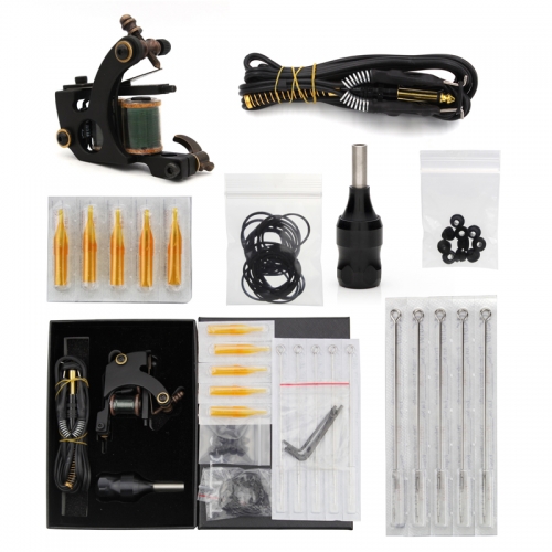 Professional Complete Rotary Tattoo Machine Gun Kit With Needles Grips Tips