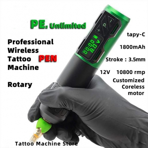 Wireless Tattoo Machine Rotary Battery Pen with Portable Power Pack 1800mAh LED Digital Display For Body Art