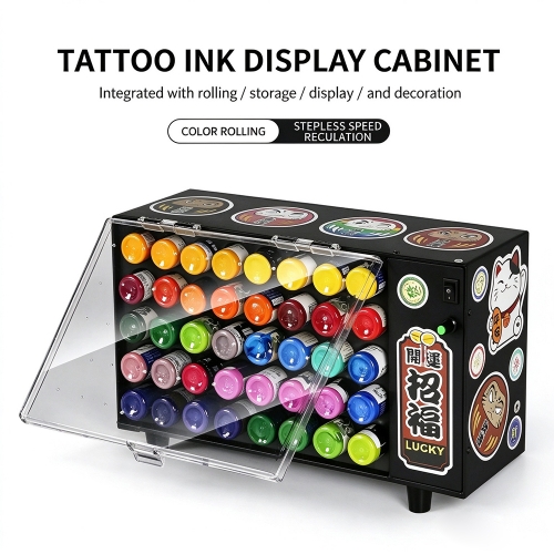Rotating Tattoo Ink Rack Acrylic Dust Cover Tattoo Pigment Display Cabinet Tattoo Studio Supplies