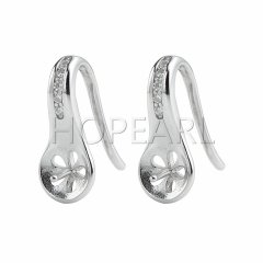 SSE28 Earwire Fishhook Zircon 925 Sterling Silver Earrings Semi Mount 15*6mm
