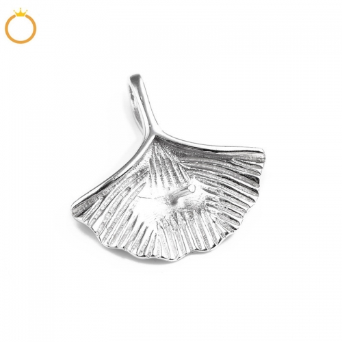 SSP36 Ginkgo Leaf 925 Silver Pendant Findings Charm