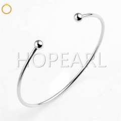 SSB60 European Bead Charms DIY Jewelry 925 Sterling Silver Bangle Cuff Bracelet with Screw End