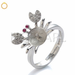 SSR227 Pink Zircon Eyes Crab Ring Semi-finished Mountings 925 Silver