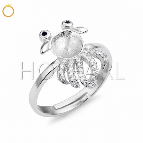 SSR84 Cute Goldfish Design 925 Silver Zircons Ring DIY Gift Jewelry Findings