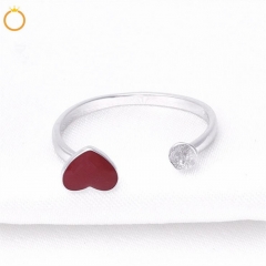 SSR151 Little Red Heart Ring Accessory 925 Silver Blanks Girls Jewelry DIY