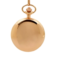 WAH47 Rose Gold Color Smooth Cover Quartz Minimalist Pocket Watches