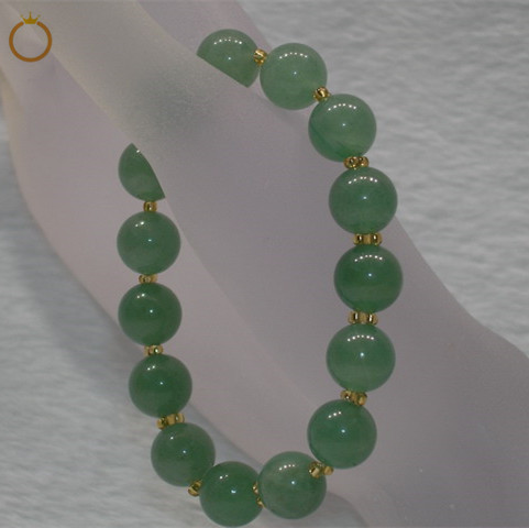 JGB01 Round 10mm Green Aventurine Beaded Stretch Bracelet