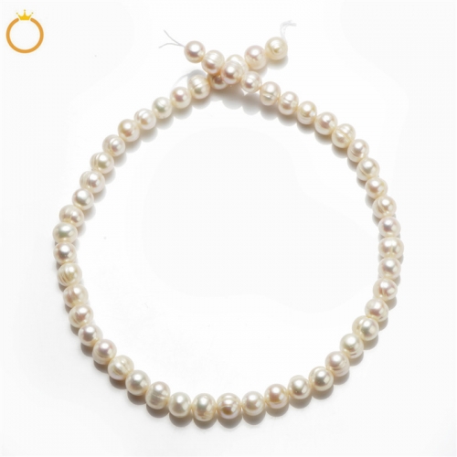 LPB02 Wholesale Freshwater Pearls Loose 8-9mm Potato White Pearls Strand