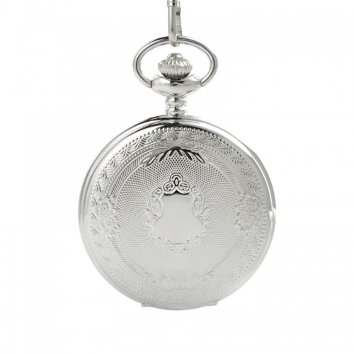 WAH754 Fashion Silver Tone Quartz Pocket Watch with Chain