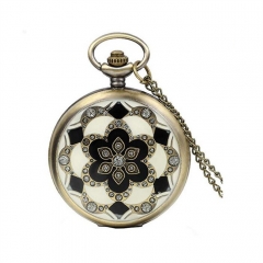 WAH237 Blossom Floral Pocket Watch Pendant Necklace Quartz Watches