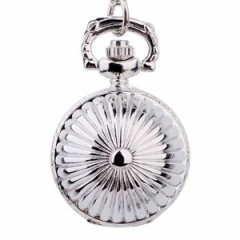 WAH233 Silver Tone Pumpkin Balls Locket Pendant Pocket Quartz Watch Chain