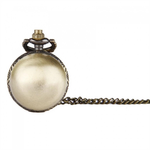 WAH230 Simple Small Quartz Watch with Chain Plain Bronze Globe Ball