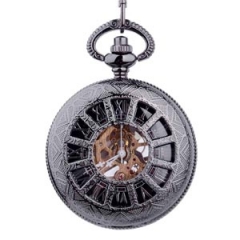 WAH184 Classic Vintage Black Mechanical Hand-Wind Pocket Watch