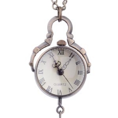 WAH495 Transparent Glass Ball Pocket Watch Retro Bronze Quartz Pendant Necklace