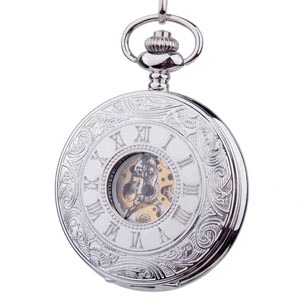WAH179 Classic Silver Cover Antique Mechanical Hand Wind Pocket Watches