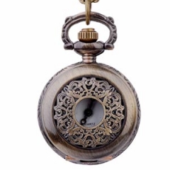 WAH150 Butterfly Pendant Antique Hollow Pocket Necklace Watch
