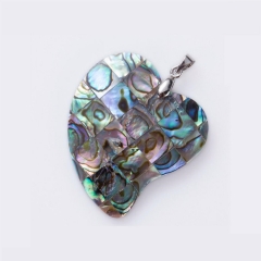 MOP63 Plaid Mosaic Paua Shells Fashion Heart Abalone Shell Pendants
