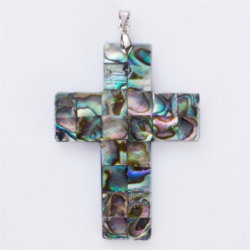 MOP45 Abalone Shell Cross Jewelry Paua Pendant